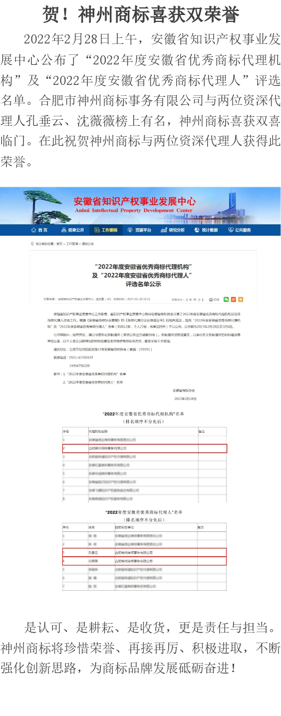 贺！神州商标喜获双荣誉